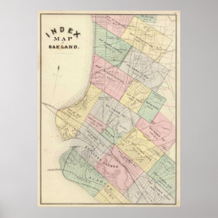 Póster Mapa do vintage de Oakland Califórnia (1878)