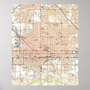 Póster Mapa do vintage de Phoenix Arizona (1952)