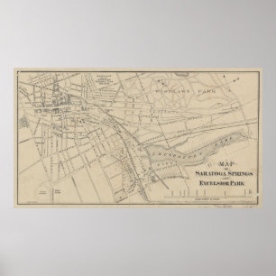 Poster Mapa do vintage de Saratoga Springs NY (1895)