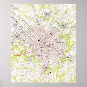 Poster Mapa do vintage de Spartanburg South Carolina