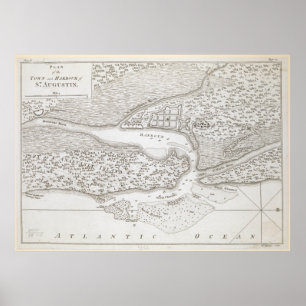 Póster Mapa do vintage de St Augustine Florida (1763)