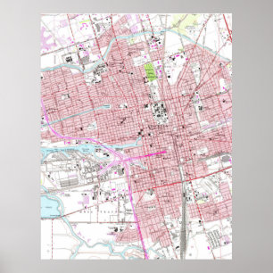 Póster Mapa do vintage de Stockton Califórnia (1968)