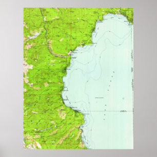 Póster Mapa do vintage de Tahoe Califórnia (1955)