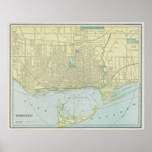 Poster Mapa do vintage de Toronto (1901)