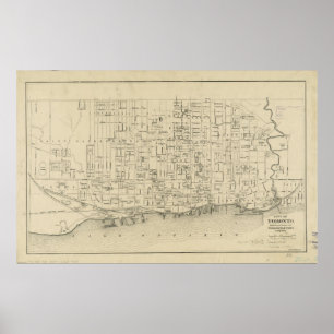 Póster Mapa do vintage de Toronto Canadá (1880)