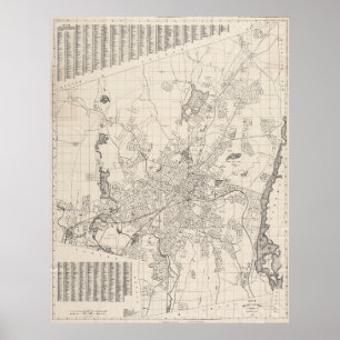 Póster Mapa do vintage de Worcester Massachusetts (1919)