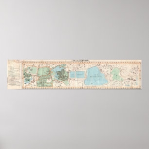 Póster Mapa do vintage do Central Park (1860)