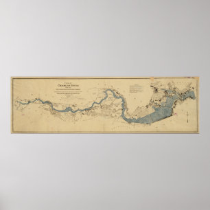 Poster Mapa do vintage do Charles River (1894)