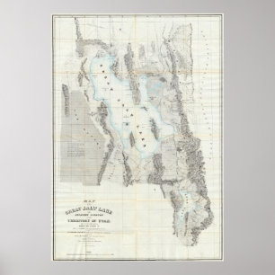 Póster Mapa do vintage do Great Salt Lake (1852)