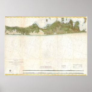 Póster Mapa do vintage do Hamptons (1857)