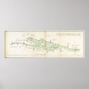 Poster Mapa do vintage do lago Champlain (1739)