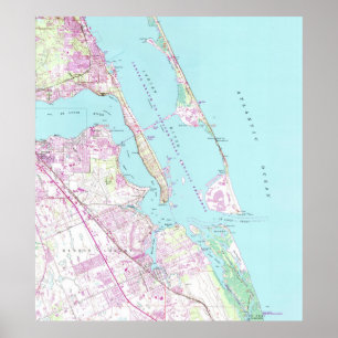 Poster Mapa do vintage do porto St Lucie Entrada (1948)