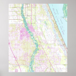 Poster Mapa do vintage do porto St Lucie Florida (1948)