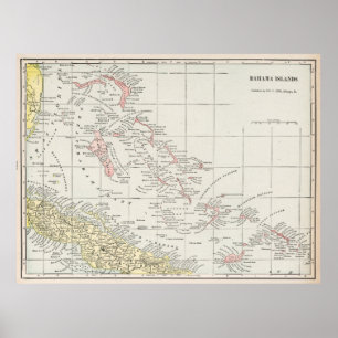 Póster Mapa do vintage dos Bahamas (1901)