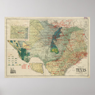 Poster Mapa do vintage dos campos de petróleo e gás de