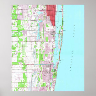 Poster Mapa do Vintage Lake Worth & Boynton Beach FL (194