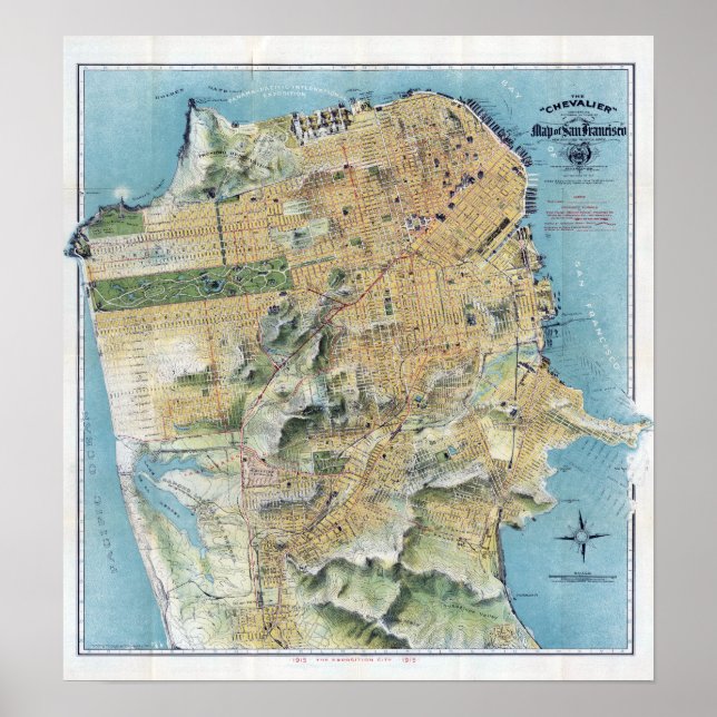 Poster Mapa do Vintage San Francisco (Frente)