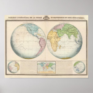 Poster Mapa dobro do hemisfério do clima