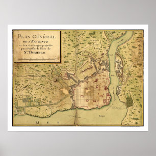 Poster Mapa dominiquense 1805 de Santo Domingo