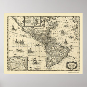 Póster Mapa dos Americas por Hondio 1640