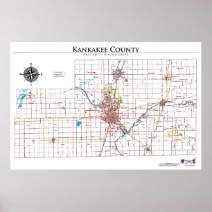 Poster Mapa dos arredores de Kankakee County