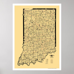Poster Mapa dos Caminhos de Ferro de Indiana 1897