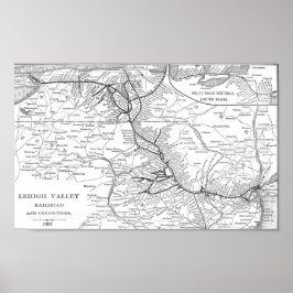 Póster Mapa dos Caminhos-de-Ferro de Lehigh Valley, 1903,