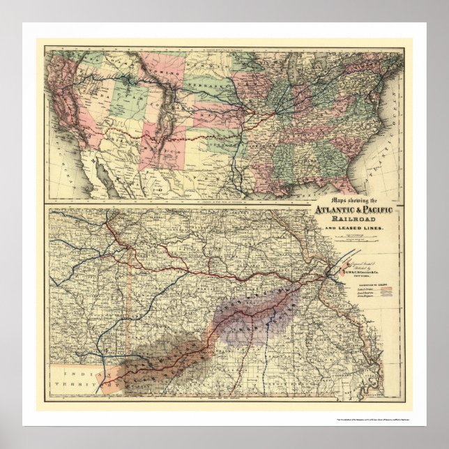 Póster Mapa dos Caminhos de Ferro do Atlântico e do Pacíf (Frente)