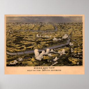 Poster Mapa dos campos de batalha da guerra civil de Vint