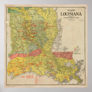 Poster Mapa dos Campos de Petróleo e Gás da Vintage Lou
