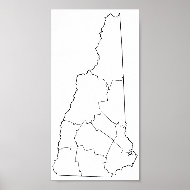 Poster Mapa dos Conjuntos de New Hampshire (Frente)