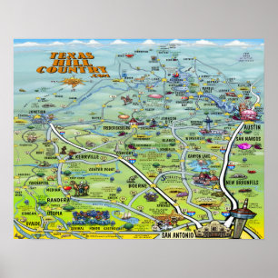 Póster Mapa dos desenhos animados do país do monte de