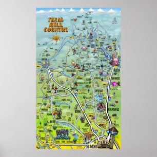 Póster Mapa dos desenhos animados do país do monte de