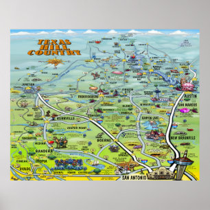 Póster Mapa dos desenhos animados do país do monte de