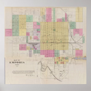 Póster Mapa dos Emporia, Kansas