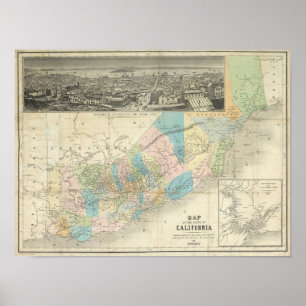 Poster Mapa dos Estados da Califórnia