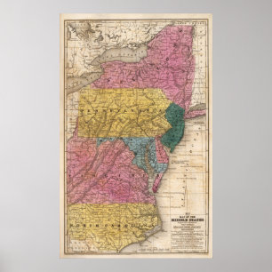 Póster Mapa dos estados médios