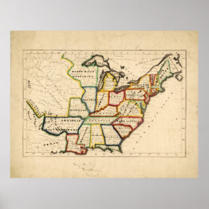 Poster Mapa dos Estados Unidos (1819-1824)