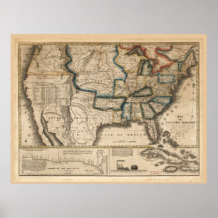 Poster Mapa dos Estados Unidos (1831)
