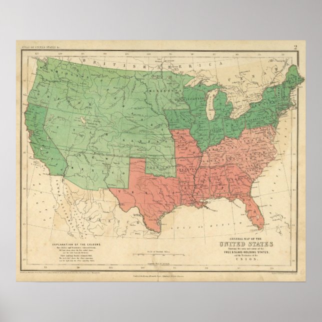 Póster Mapa dos Estados Unidos 2 (Frente)