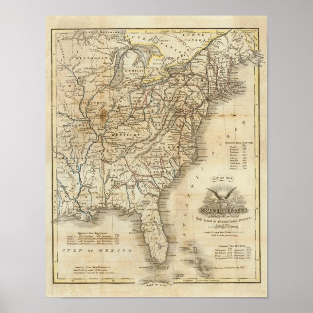 Póster Mapa Dos Estados Unidos 3 (Frente)