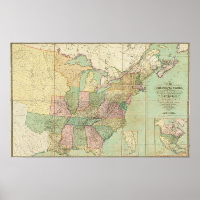 Póster Mapa dos Estados Unidos 5 (Frente)