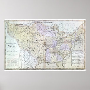 Póster MAPA DOS ESTADOS UNIDOS, c1812