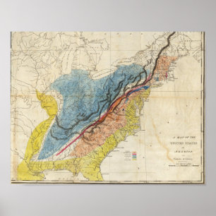Póster Mapa dos Estados Unidos da América