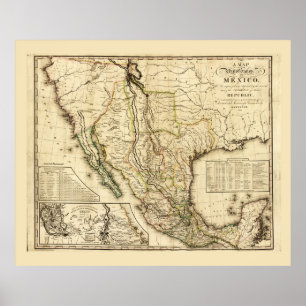 Poster Mapa dos Estados Unidos do México (1826)
