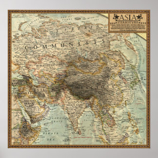 Póster Mapa dos Estereótipos - Ásia