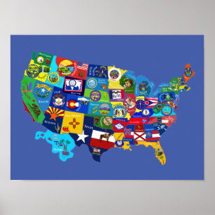 Poster Mapa dos EUA