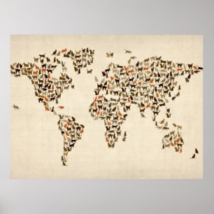 Poster Mapa dos gatos do mapa do mundo