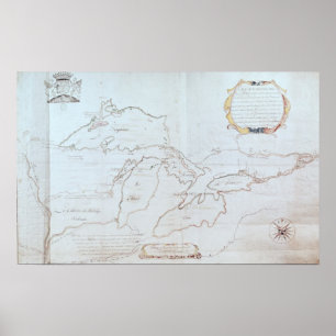 Poster Mapa dos grandes lagos