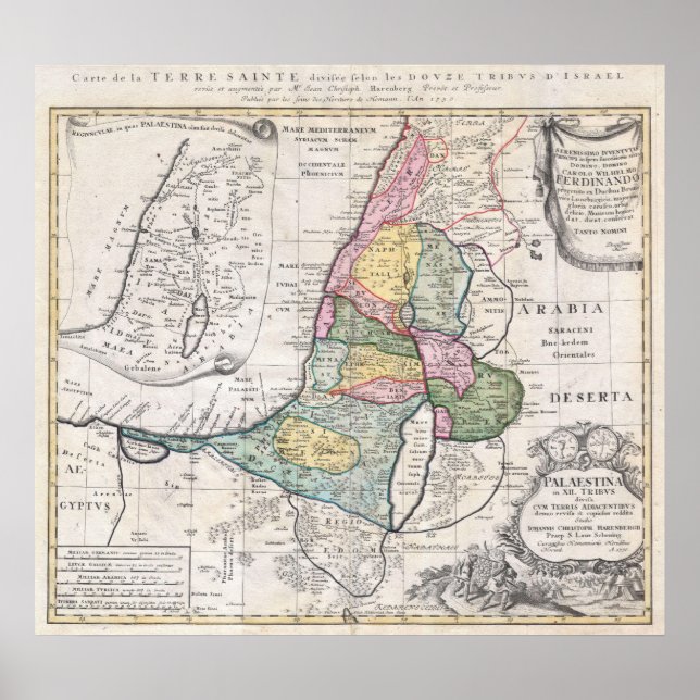Poster Mapa dos Herdeiros Homann - 1750 (Frente)